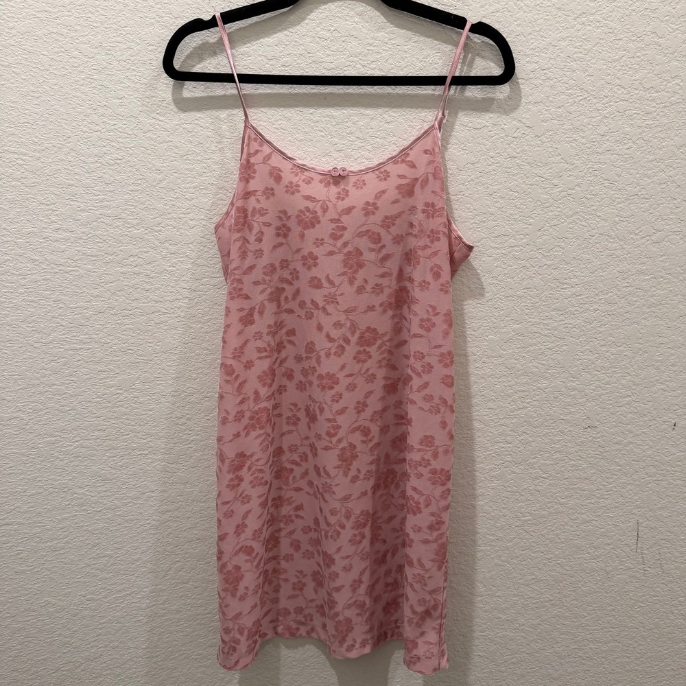 Gilligan O Malley Pink Floral Burnout Velvet Slip Dress Medium Loungewear